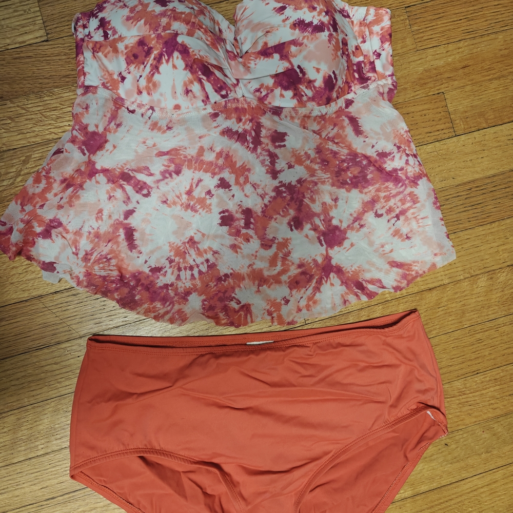 Floral Swimsuit Set with Orange Bottoms